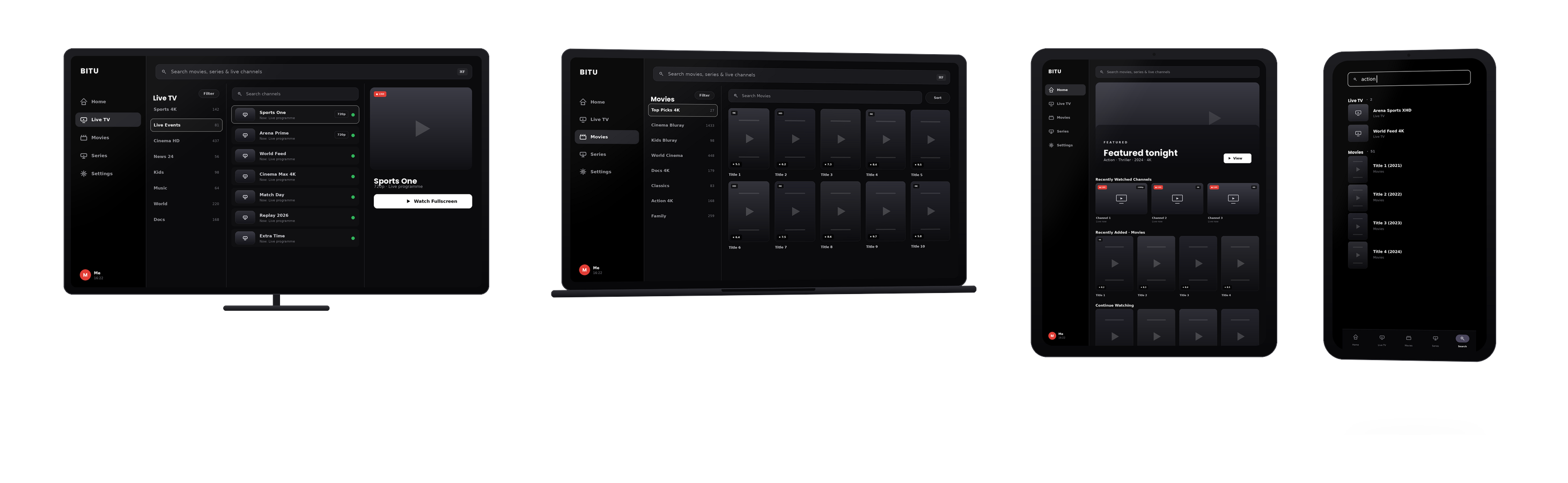 BITU across TV, laptop, tablet and phone